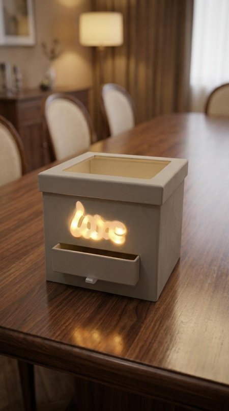 صندوق مربع مخمل LOVE مضيئ